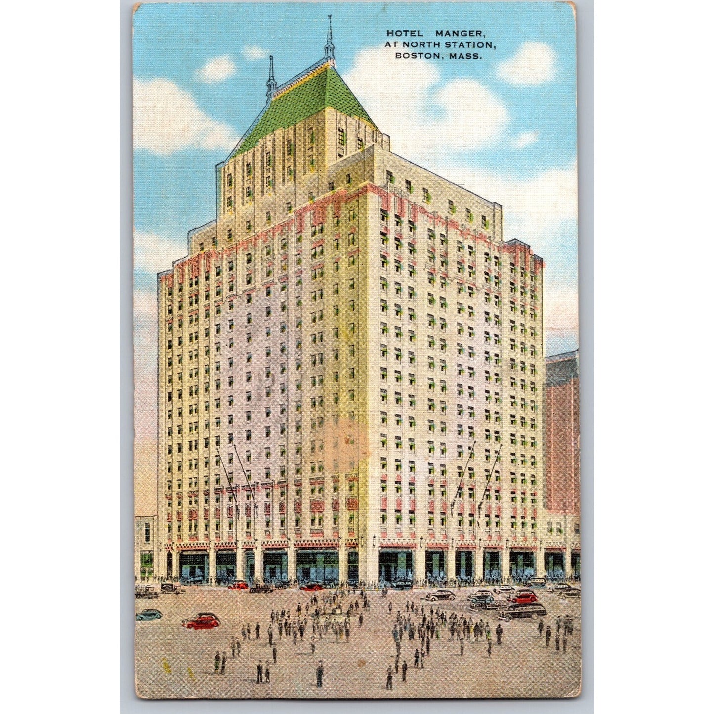 Boston MA Massachusetts Hotel Manger 1949 Linen Postcard Used with Stamp
