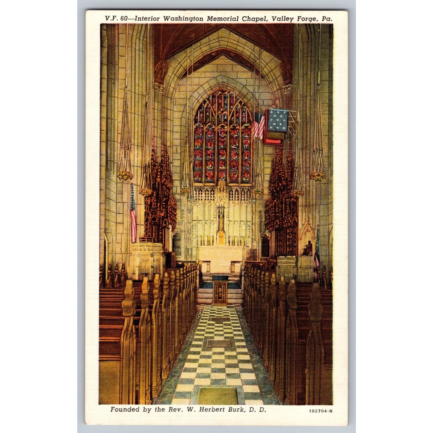 Valley Forge PA Pennsylvania Washington Memorial Chapel Interior View Postcard