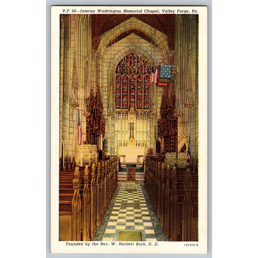 Valley Forge PA Pennsylvania Washington Memorial Chapel Interior View Postcard