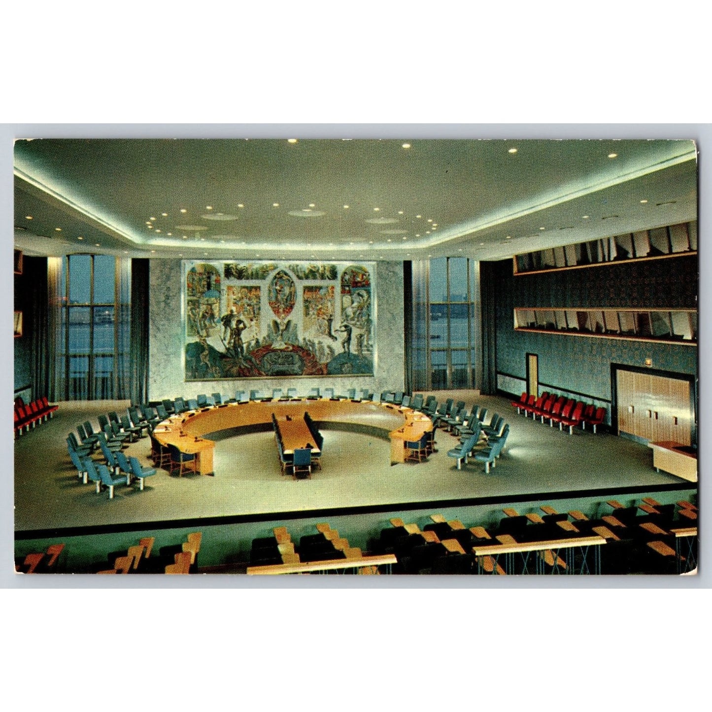 New York City NY United Nations Security Council Chamber Chrome Postcard