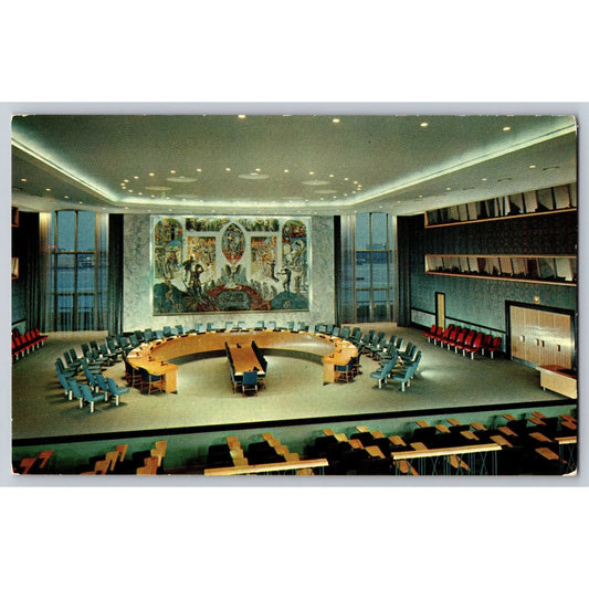 New York City NY United Nations Security Council Chamber Chrome Postcard