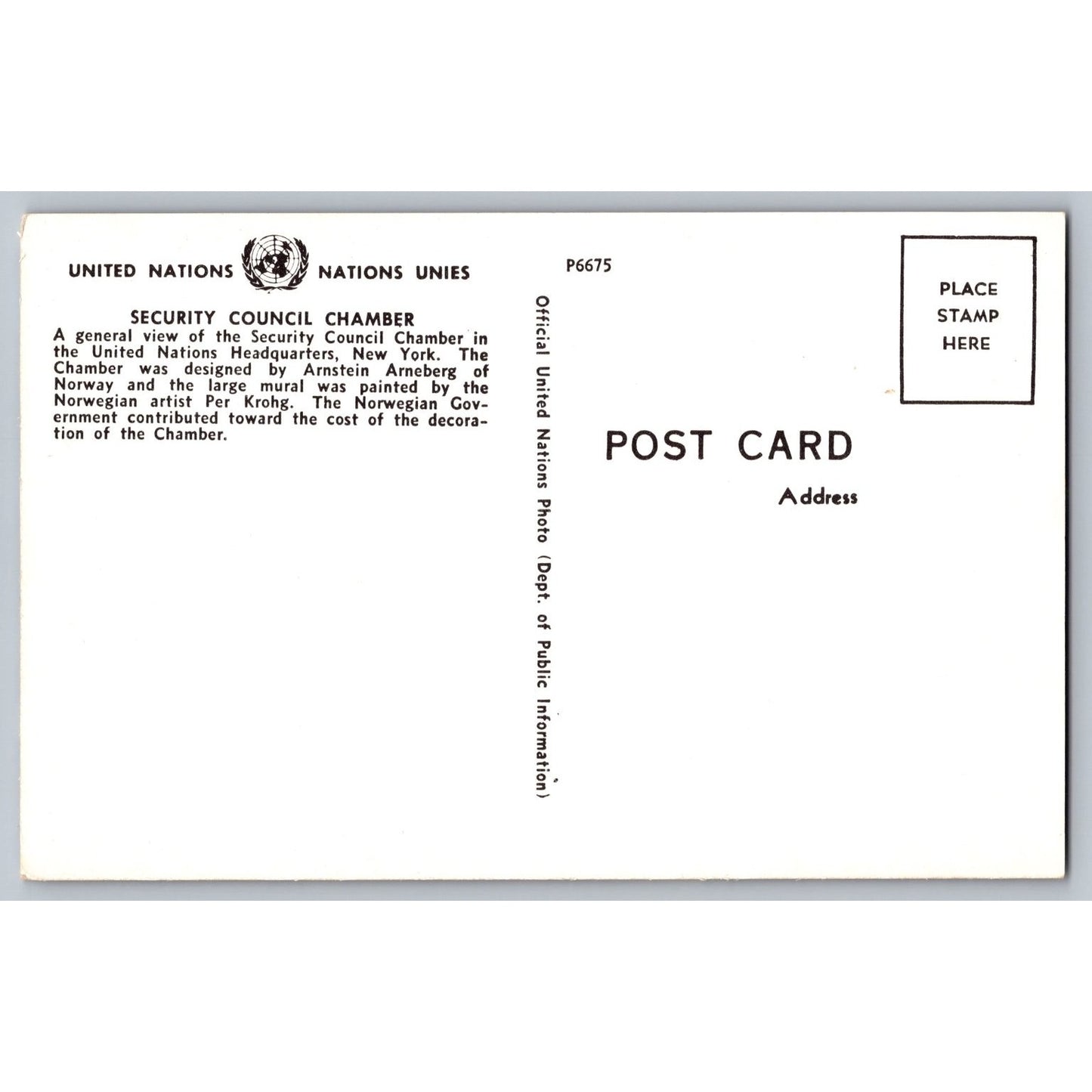New York City NY United Nations Security Council Chamber Chrome Postcard
