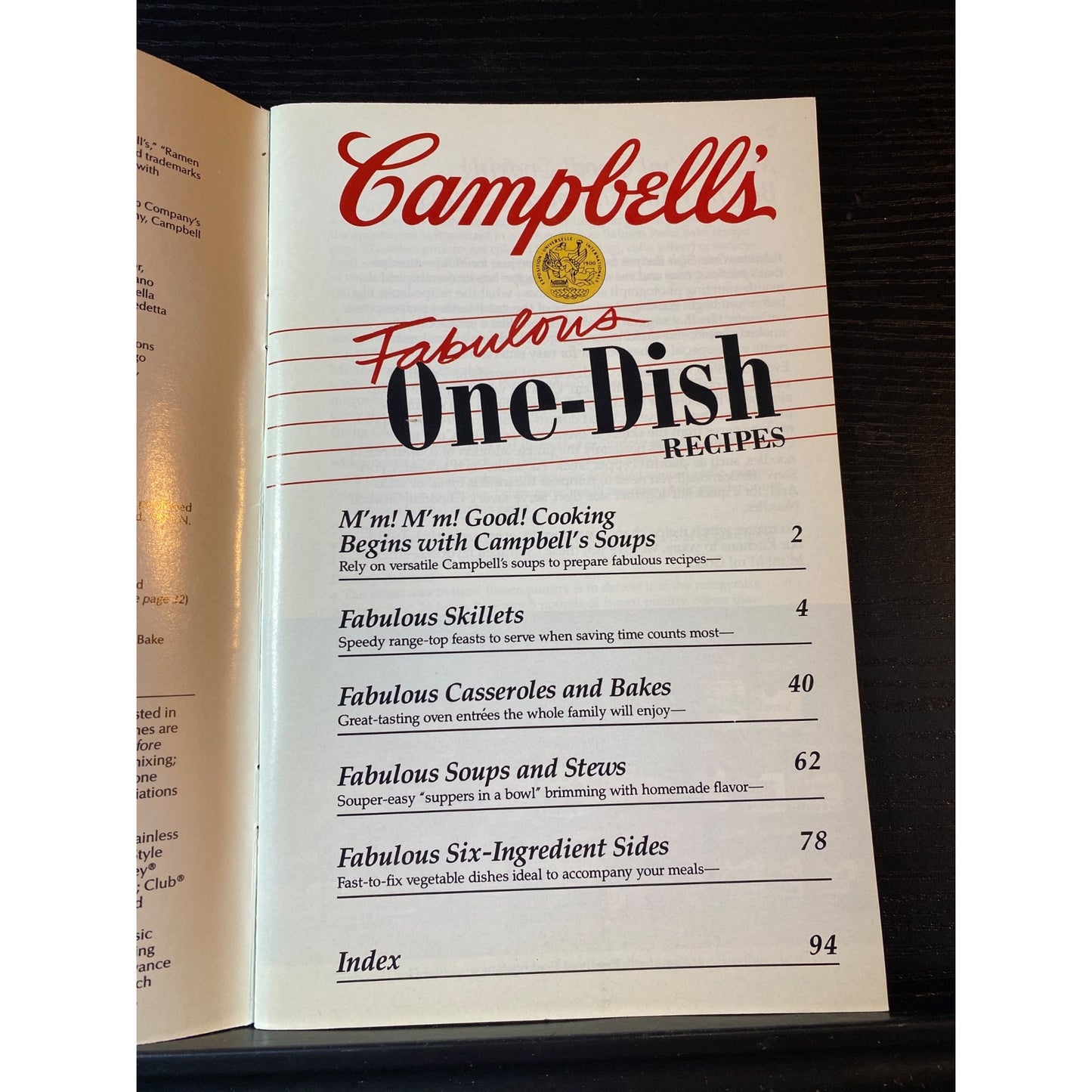 Campbells Fabulous One-Dish Recipes Cookbook Booklet 1992 Every Recipe Pictured