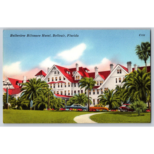 Belleair FL Florida Belleview Biltmore Hotel Linen Postcard Unused