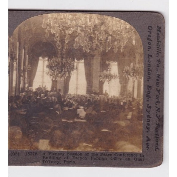 Plenary Session Peace Conference Stereoview Keystone View Co. 1900s Paris