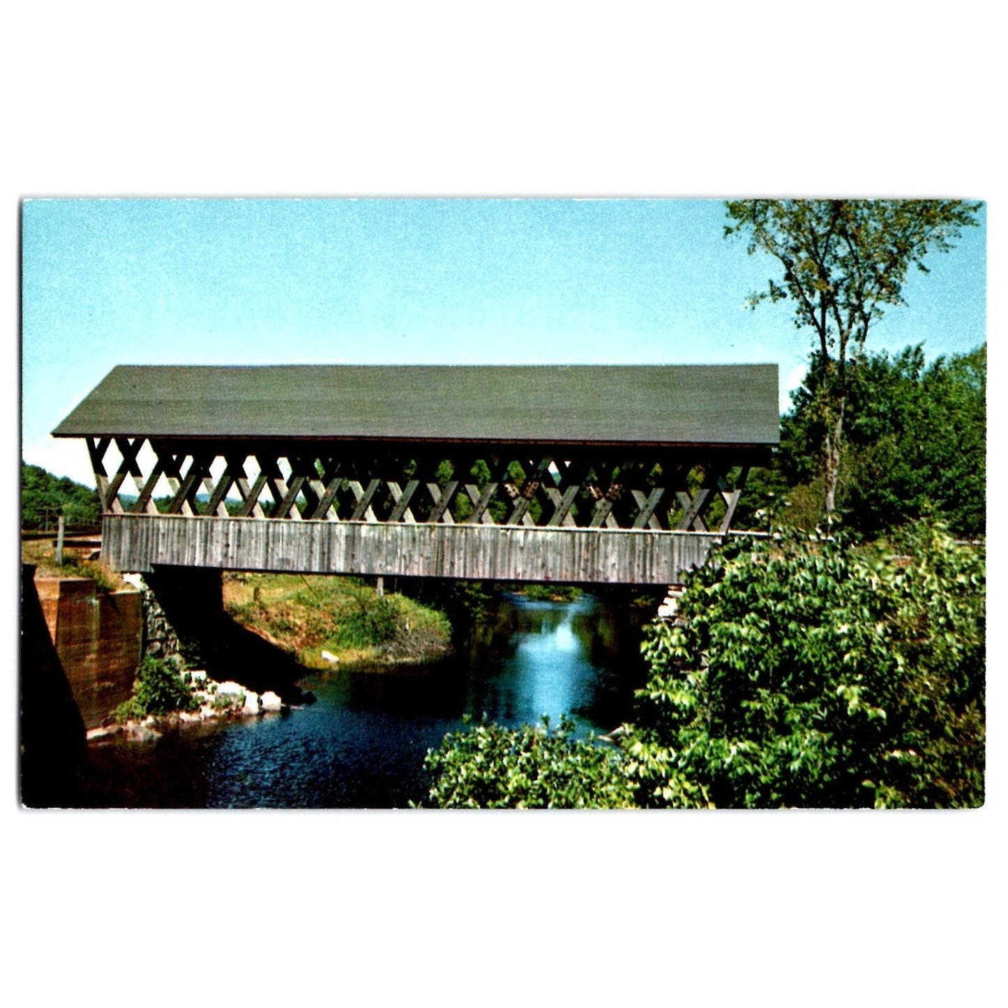 Andover NH New Hampshire Keniston Covered Bridge Over Blackwater River Postcard