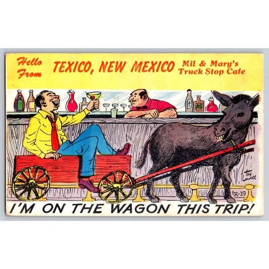 Comic Postcard Texico NM New Mexico Mil & Mary's Truck Stop Cafe 1966 Comic Used