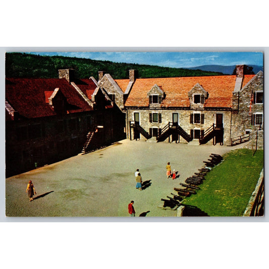 Fort Ticonderoga NY New York Place d'Armes Barracks Chrome Postcard Kodachrome
