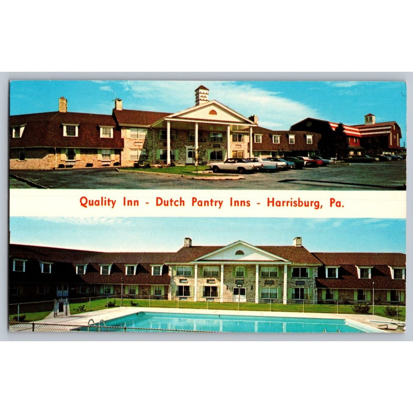 Harrisburg PA Pennsylvania Quality Inn Dutch Pantry Inns Pool Chrome Postcard