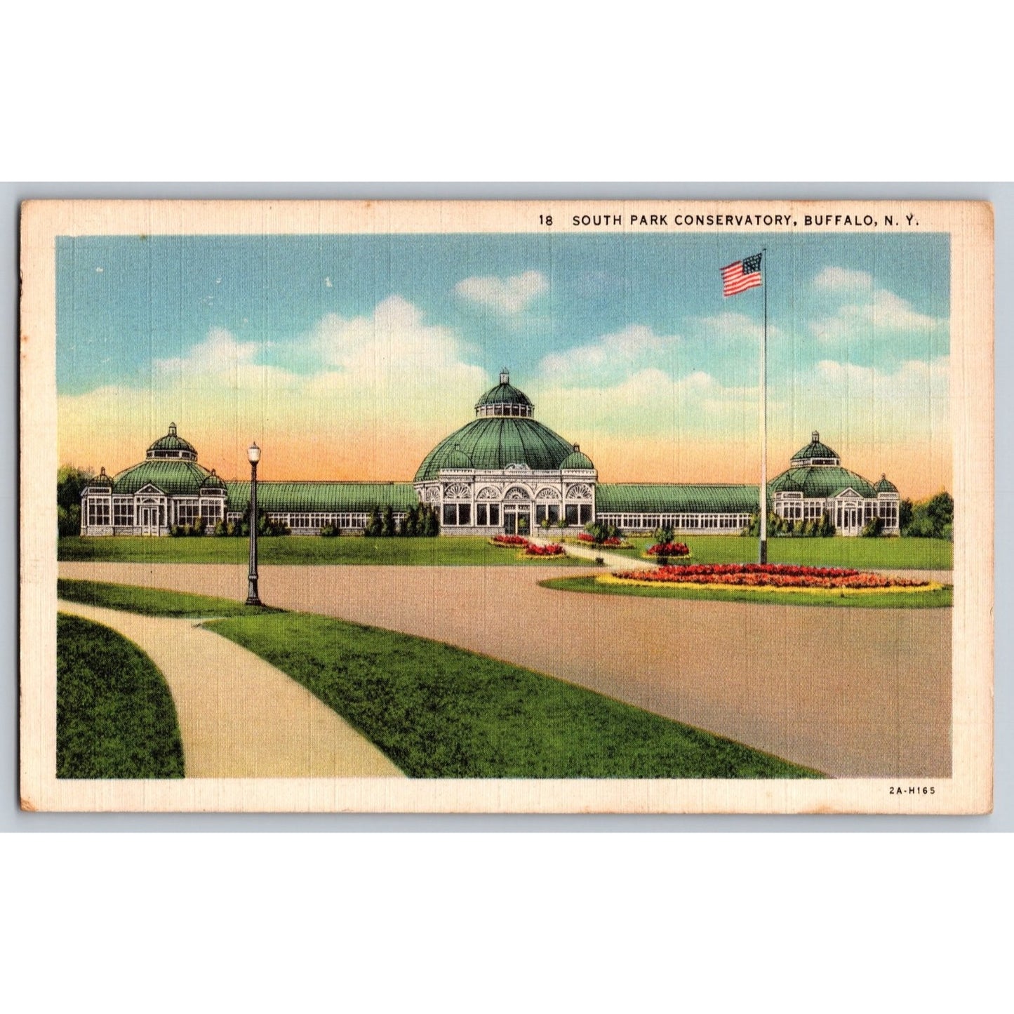 Buffalo NY New York South Park Conservatory White Border Postcard Otto Ulbrich