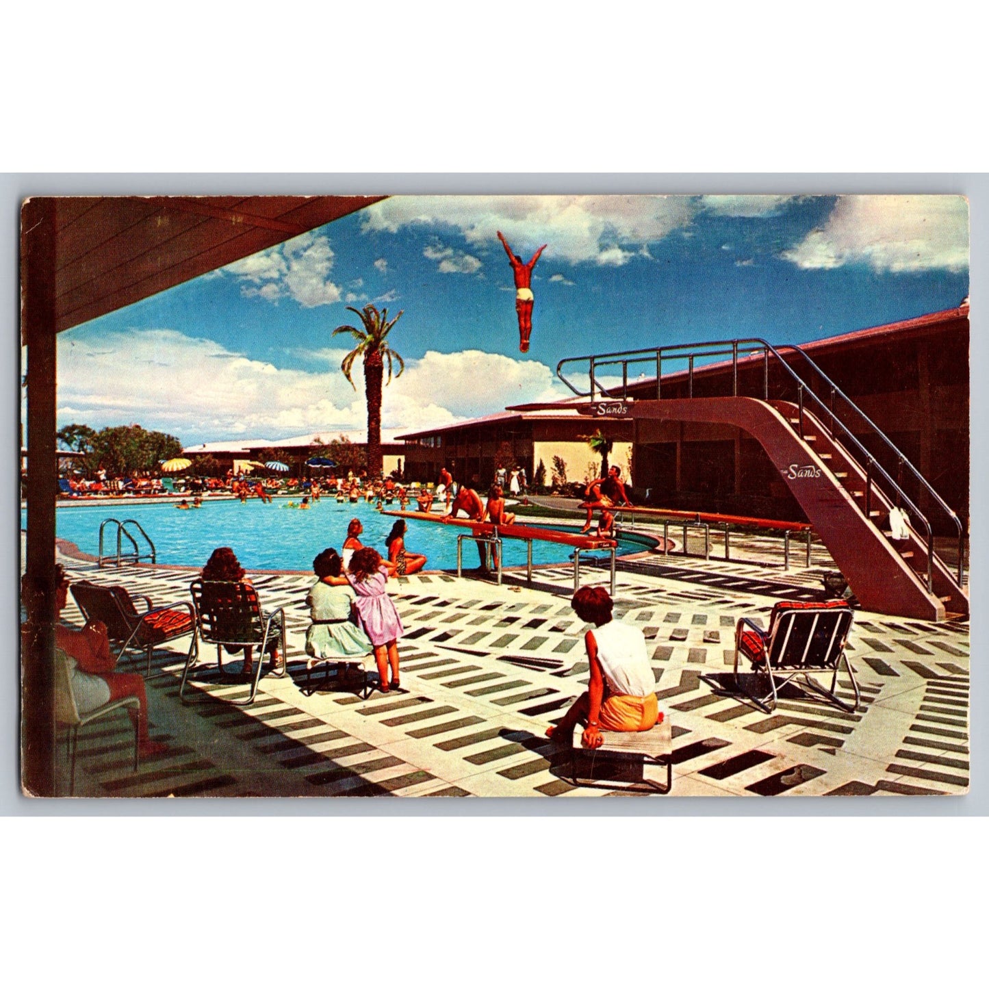 Las Vegas NV Nevada The Sands Paradise Pool Scene Chrome Postcard Unused
