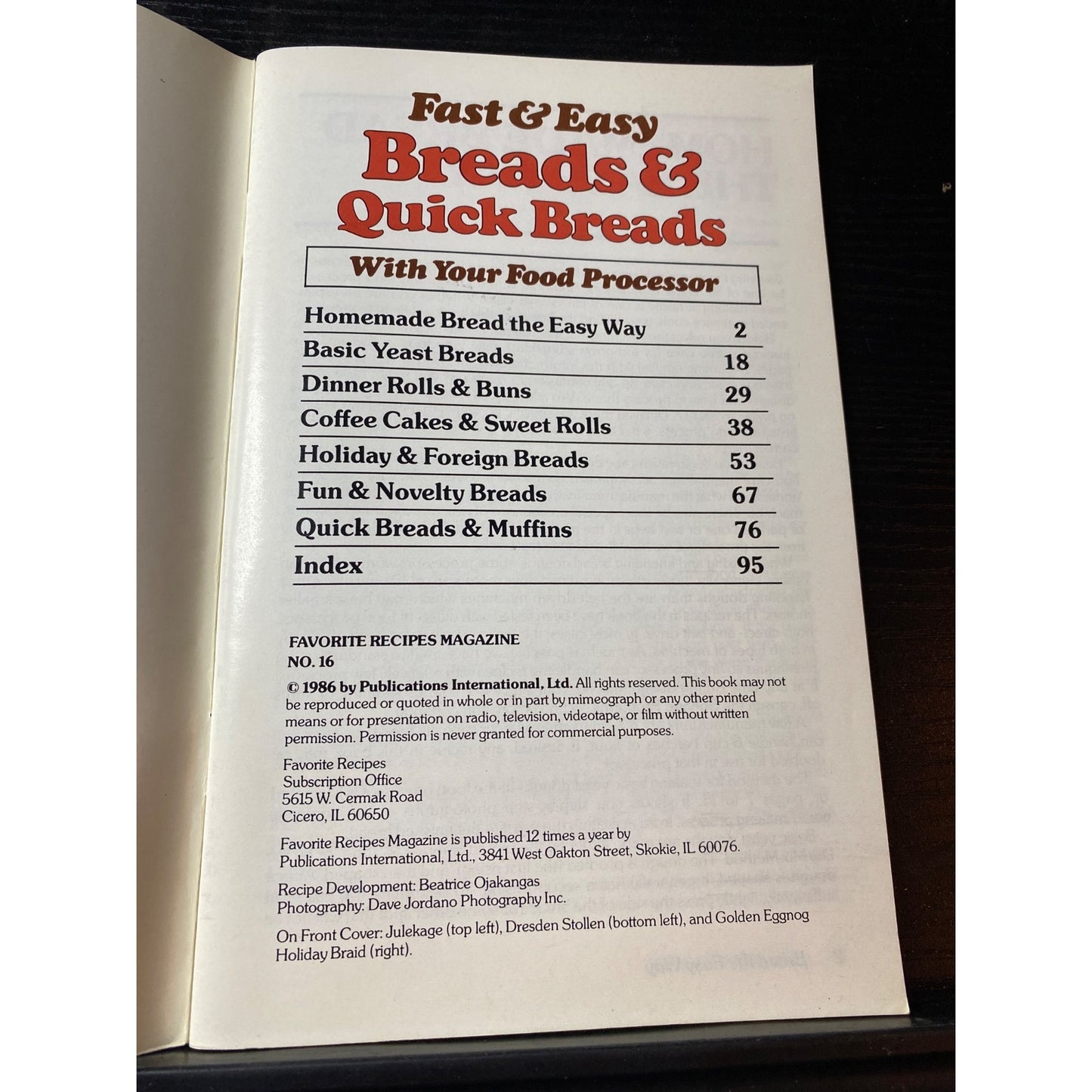 Favorite Recipes Fast & Easy Breads Quick Breads Food Processor Cookbook No 16