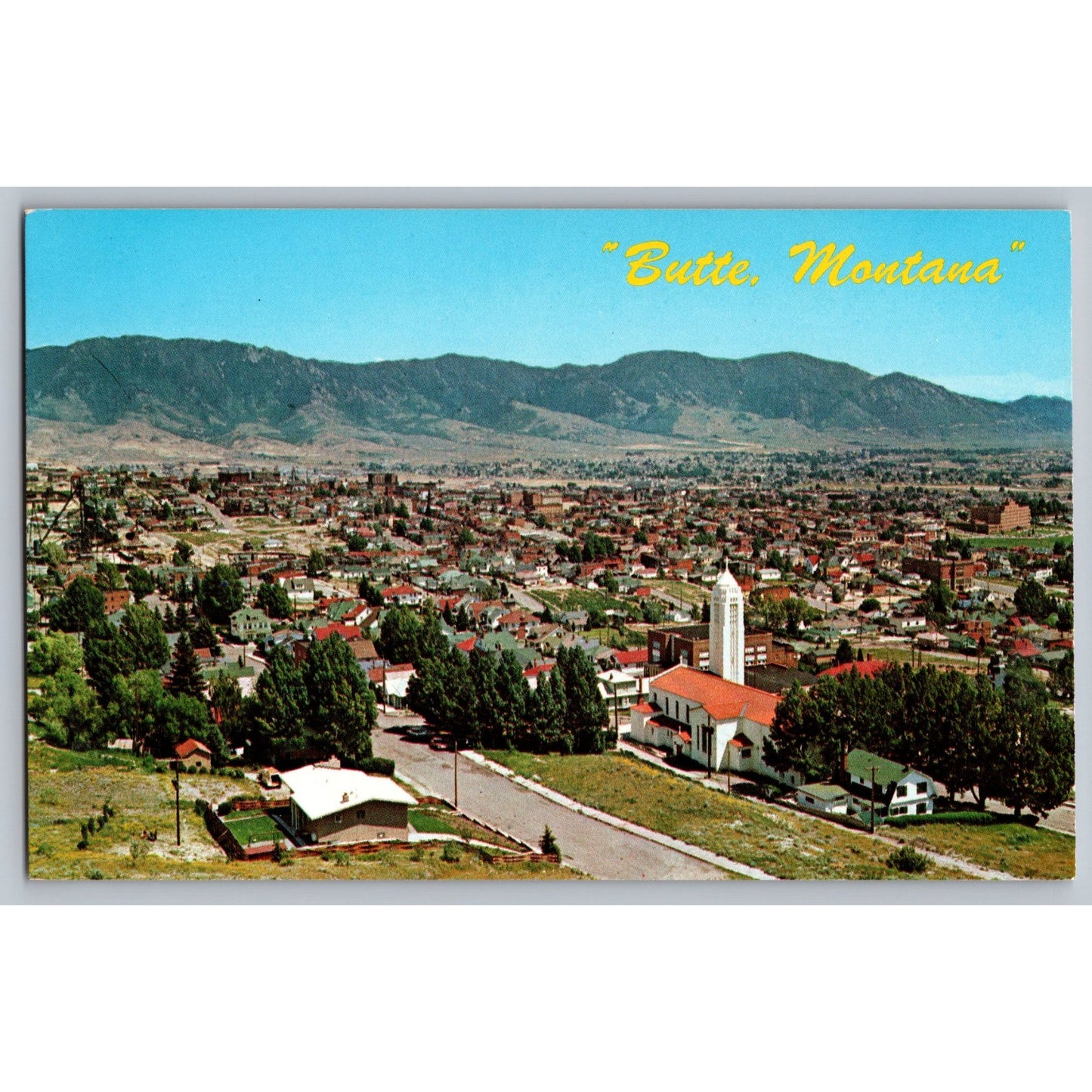 Butte MT Montana Birdseye View Chrome Postcard Unused Clifford B. Ellis