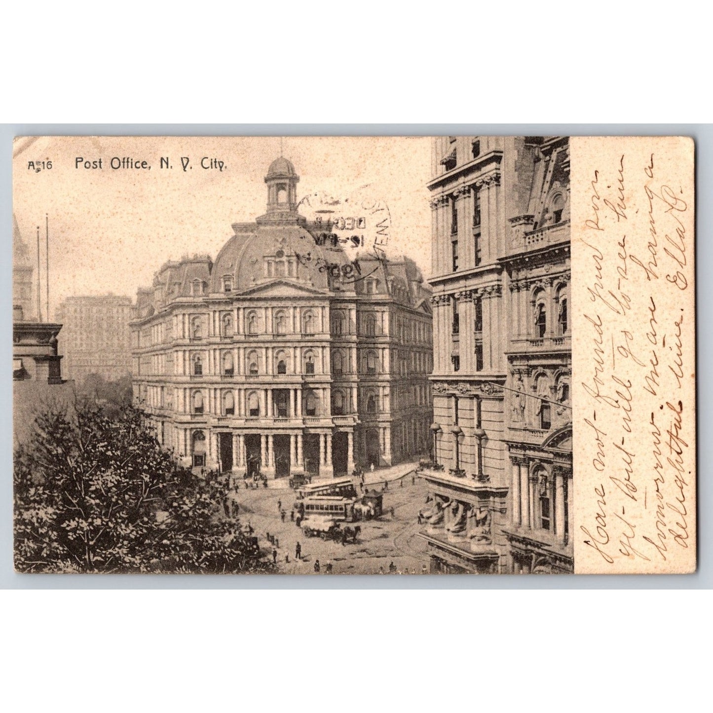 New York City NY NYC Post Office 1906 Undivided Back Postcard Used