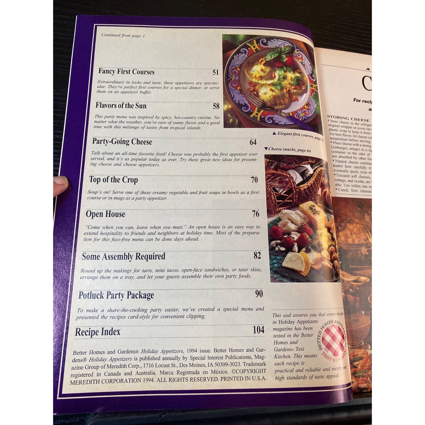 Better Homes And Gardens Magazine 1994 Holiday Appetizers Recipes Tips & Menus