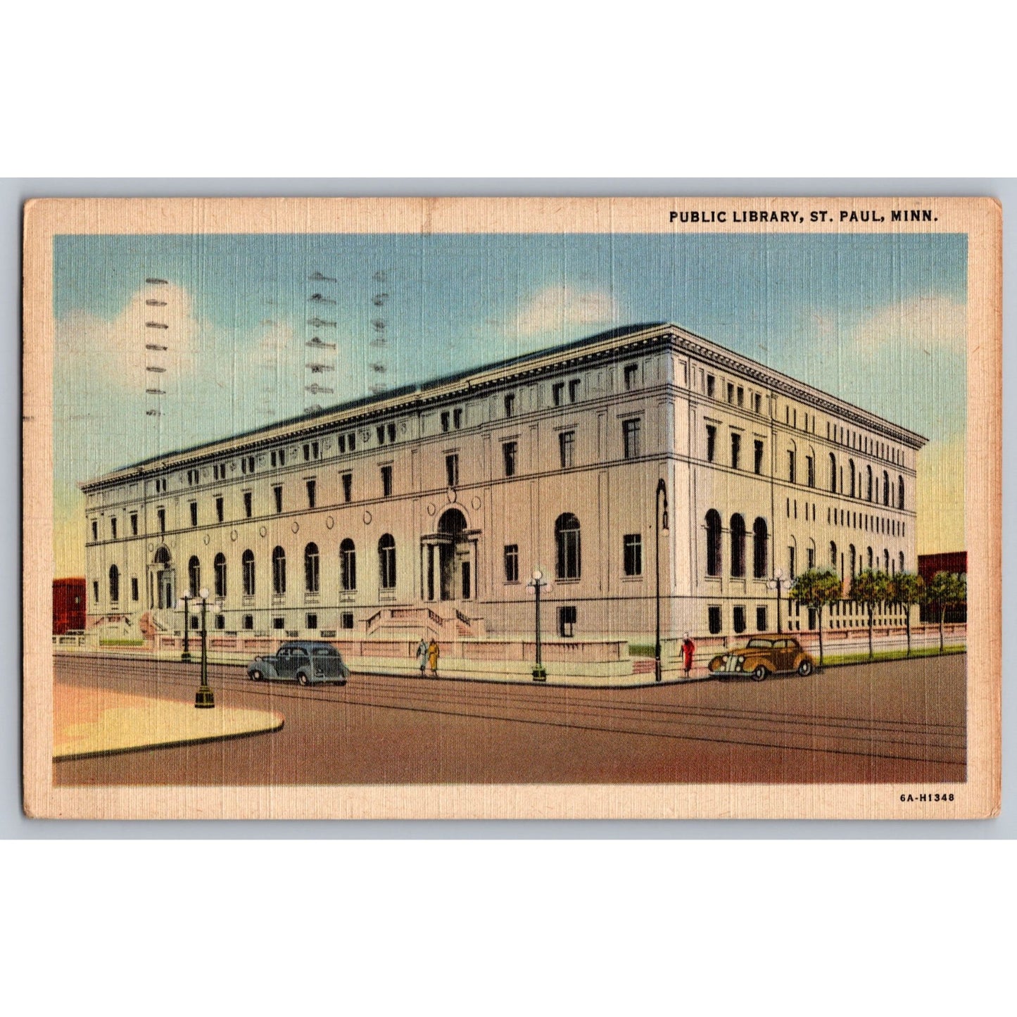 St Paul MN Minnesota Public Library White Border Postcard Used 1945