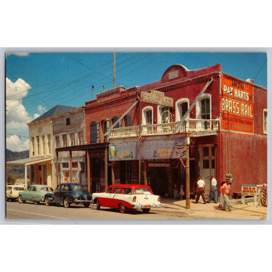 Virginia City NV Nevada The Brass Rail Chrome Postcard Unused Old Cars