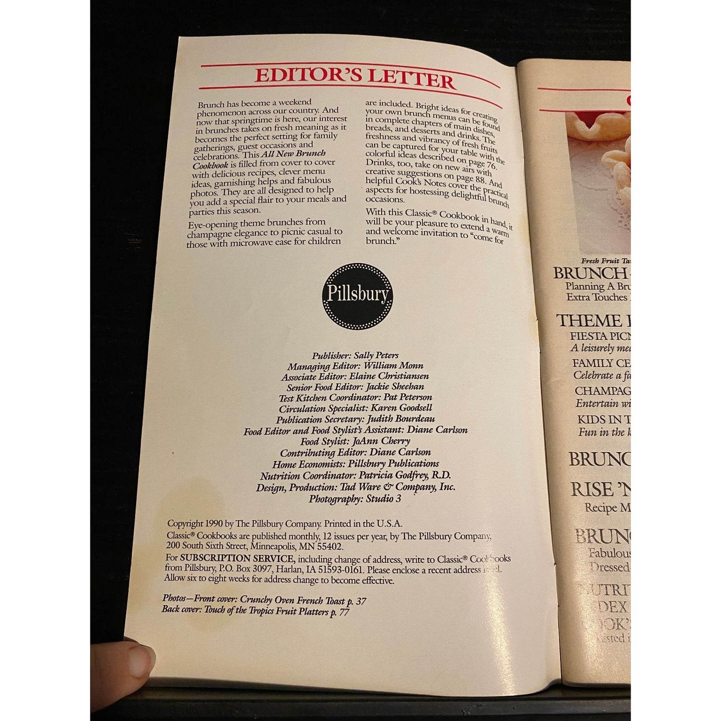 Pillsbury Classic Cookbook Booklet 1990 All New Brunch Cookbook Recipes