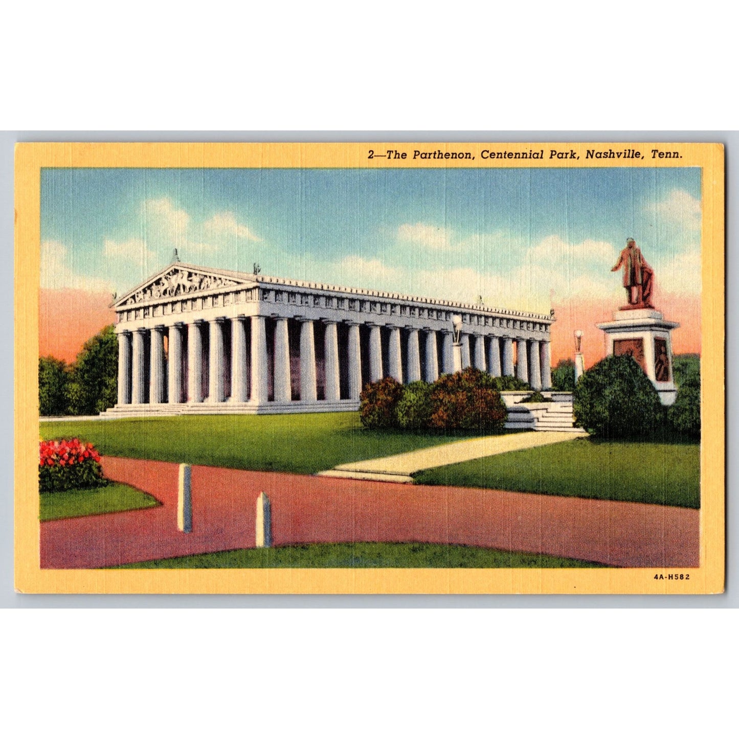 Nashville TN Tennessee Centennial Park The Parthenon Linen Postcard Unused