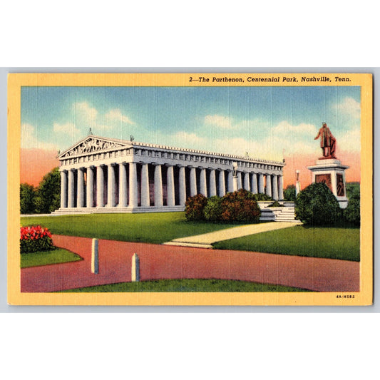 Nashville TN Tennessee Centennial Park The Parthenon Linen Postcard Unused