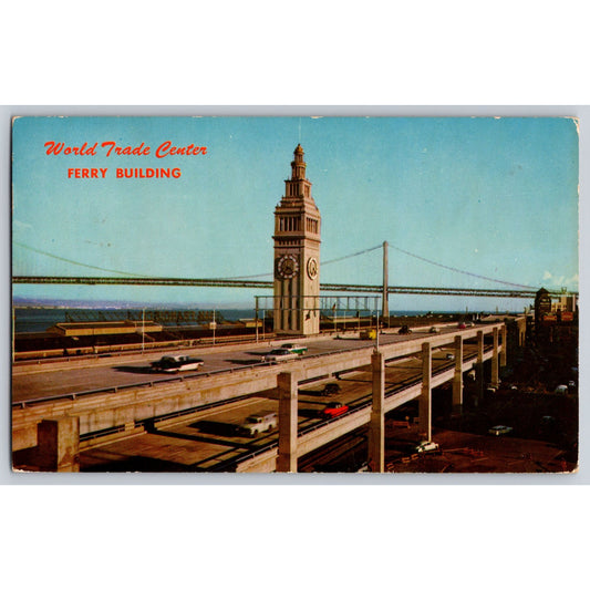 San Francisco CA California World Trade Center Ferry 1950s Chrome Postcard Used