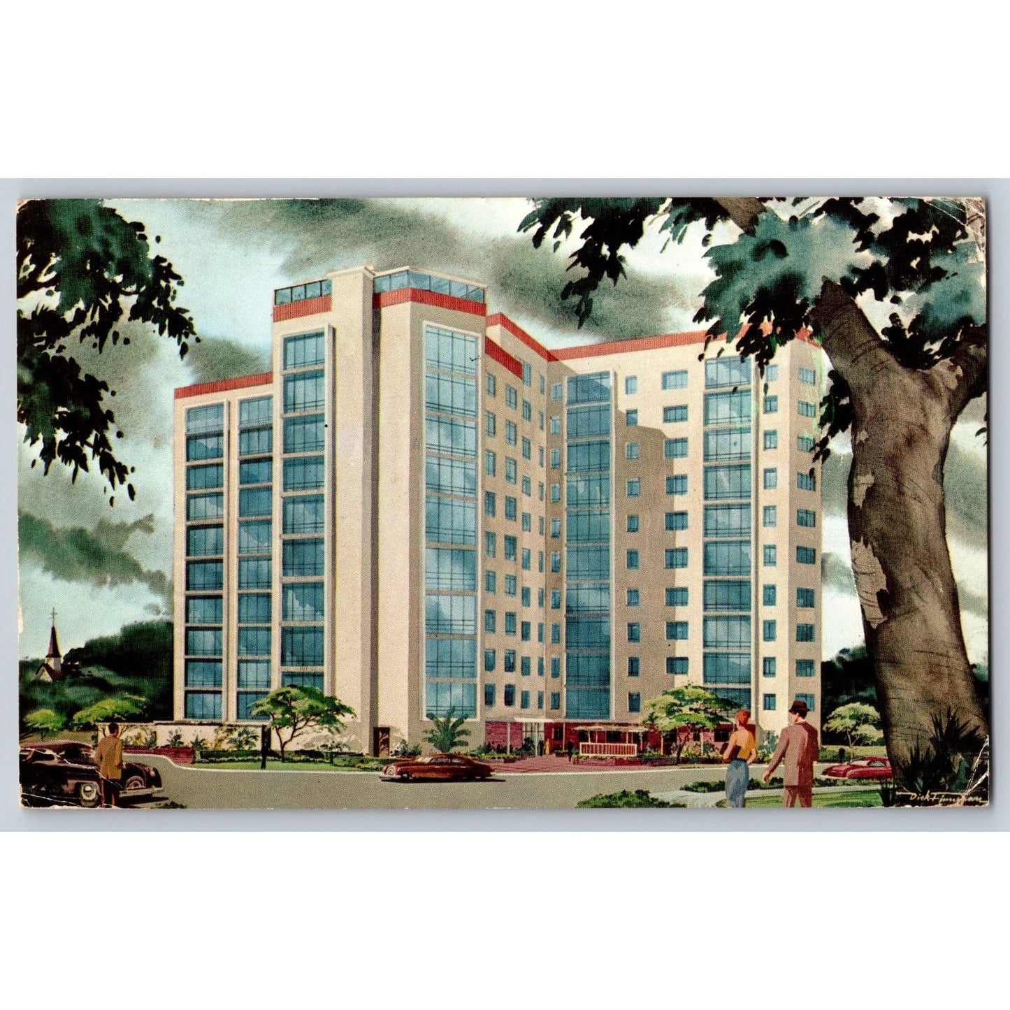 San Mateo CA California De Sabla Apartments 1970 Illustrated Postcard Used