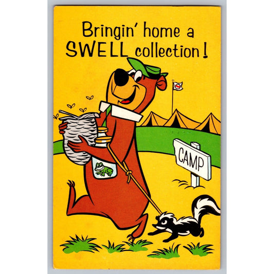 Comic Postcard Cartoon Yogi Bear Bringin' Home a Swell Collection Camping 1963