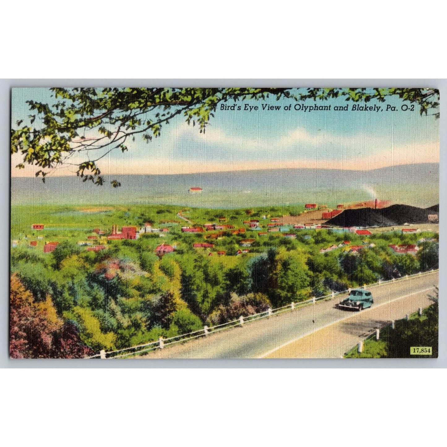 Olyphant and Blakely PA Pennsylvania Birds Eye View Postcard Mebane Card Co