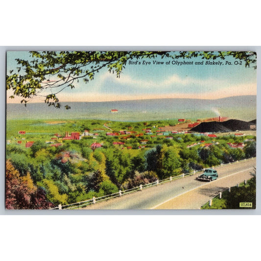 Olyphant and Blakely PA Pennsylvania Birds Eye View Postcard Mebane Card Co