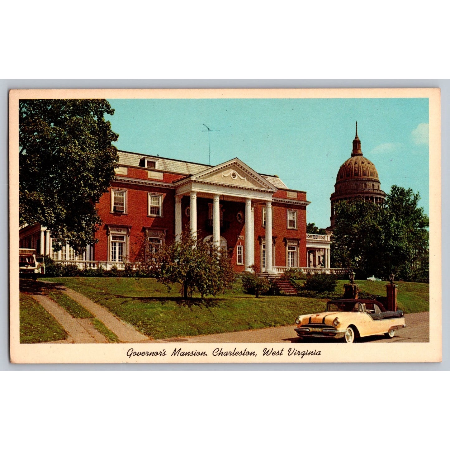 Charleston WV West Virginia Governors Mansion 1950s Chrome Postcard Unused