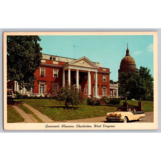Charleston WV West Virginia Governors Mansion 1950s Chrome Postcard Unused