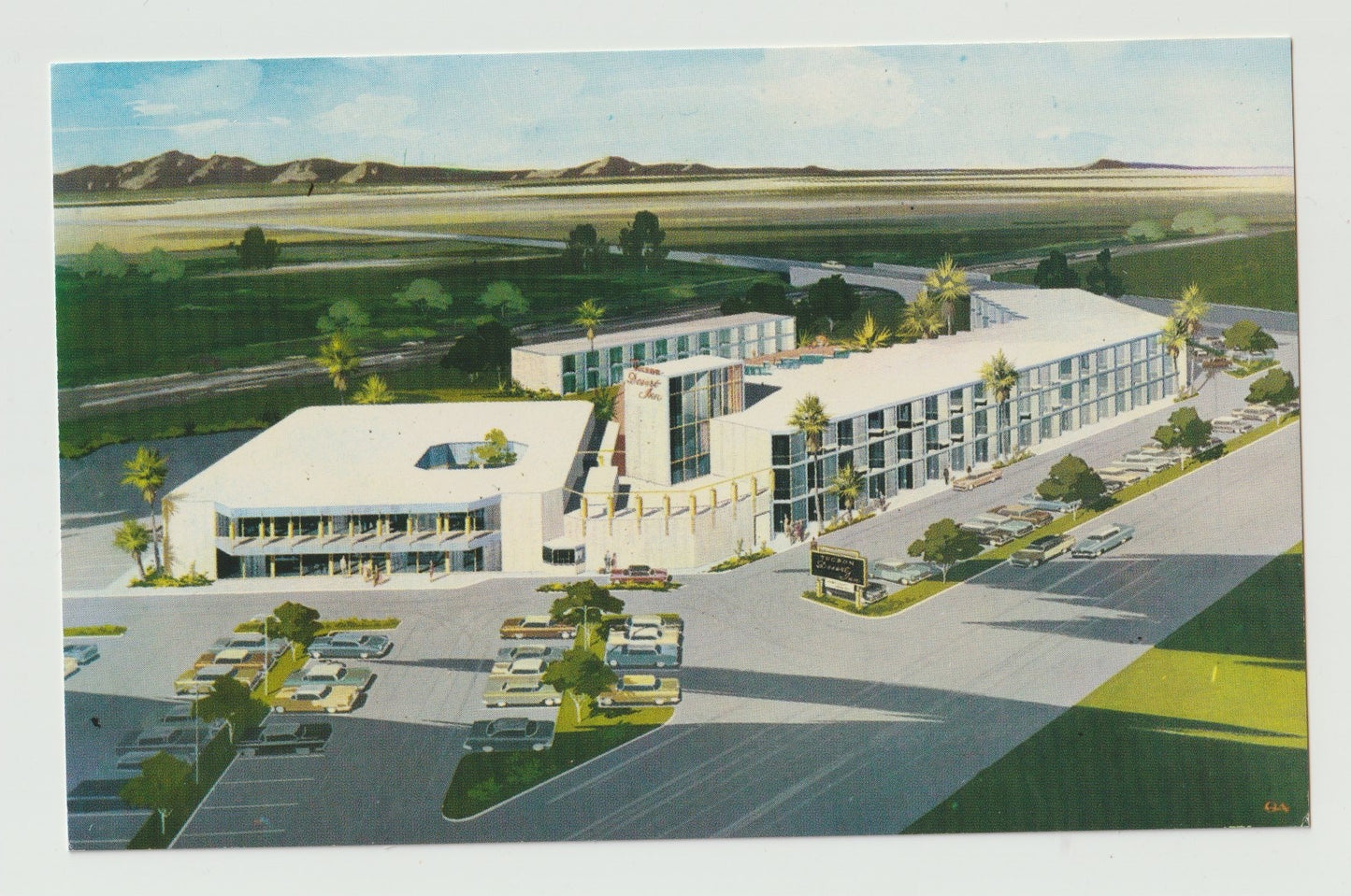 Postcard AZ Arizona Tucson Desert Inn Motor Hotel Illustration Chrome 50-60s