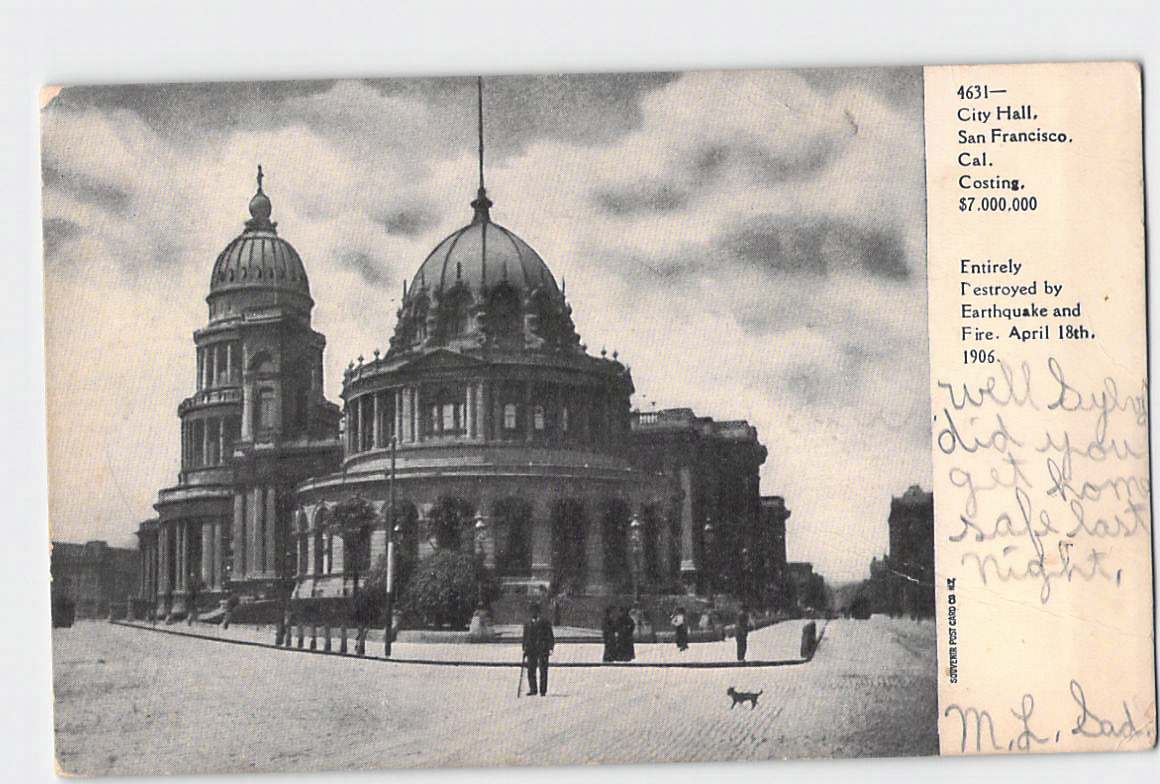 Postcard CA California San Francisco City Hall Undivided Early 1900s Used