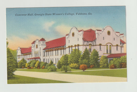 Postcard GA Georgia Valdosta State Women's College Converse Hall Linen Unused