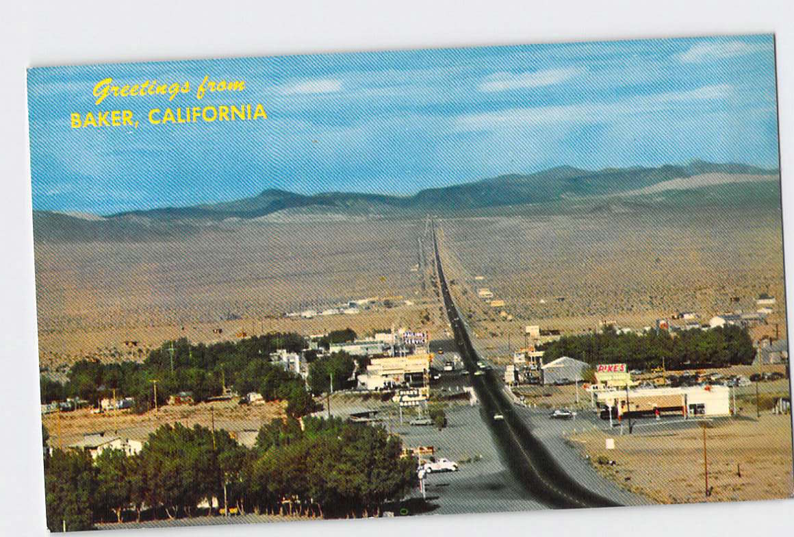 Postcard CA California Baker Greetings Aerial View Chrome Unused