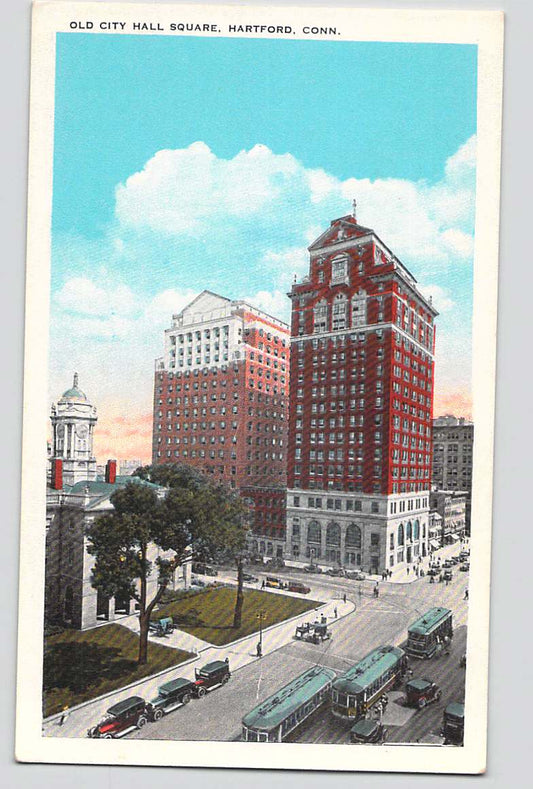 Postcard CT Connecticut Hartford Old City Hall Square 1930s Unused