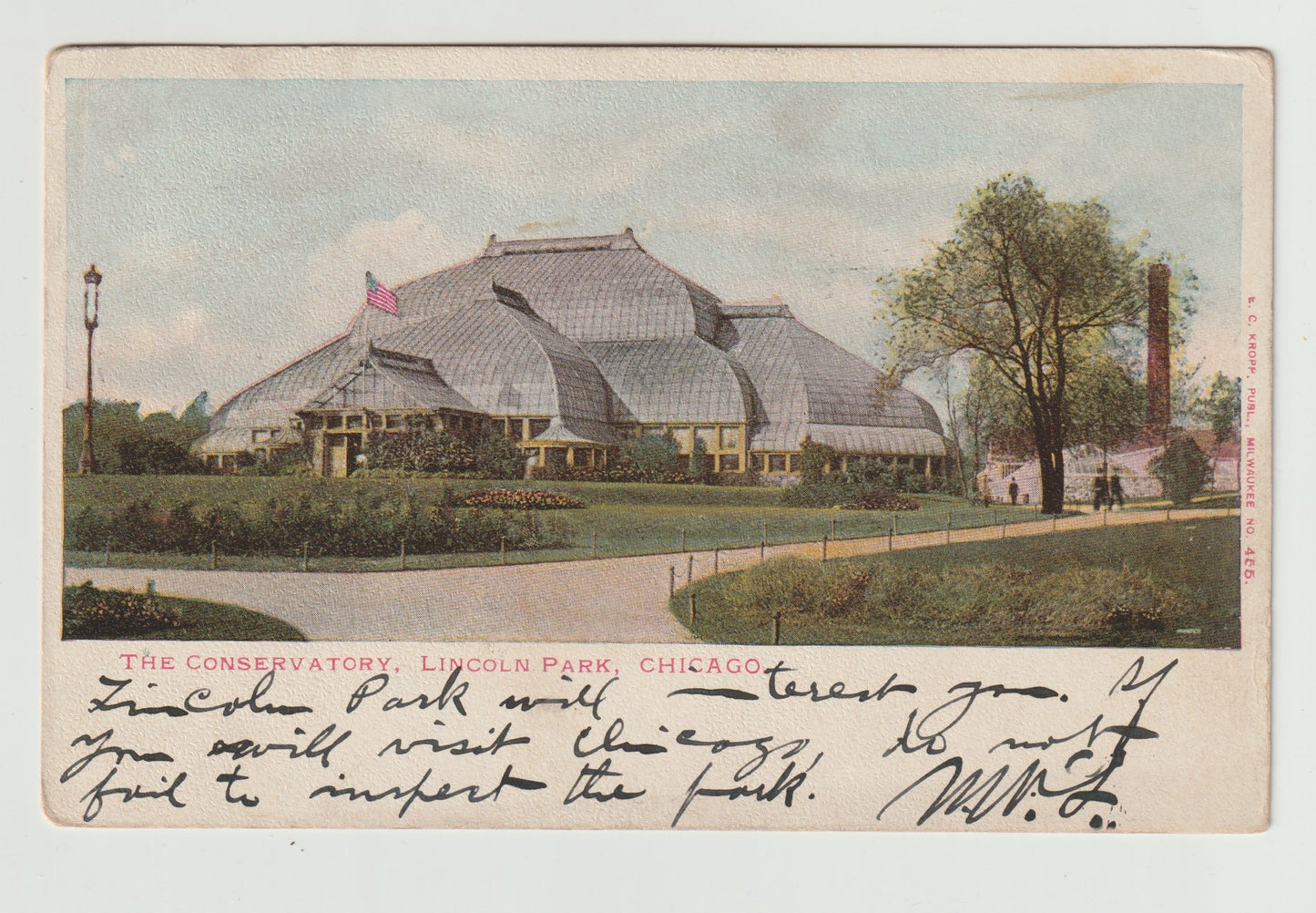 Postcard IL Illinois Chicago Conservatory Lincoln Park 1904 Undivided Back Used