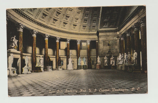 Postcard DC Washington East Side Statuary Hall US Capitol Early 1900s Unused