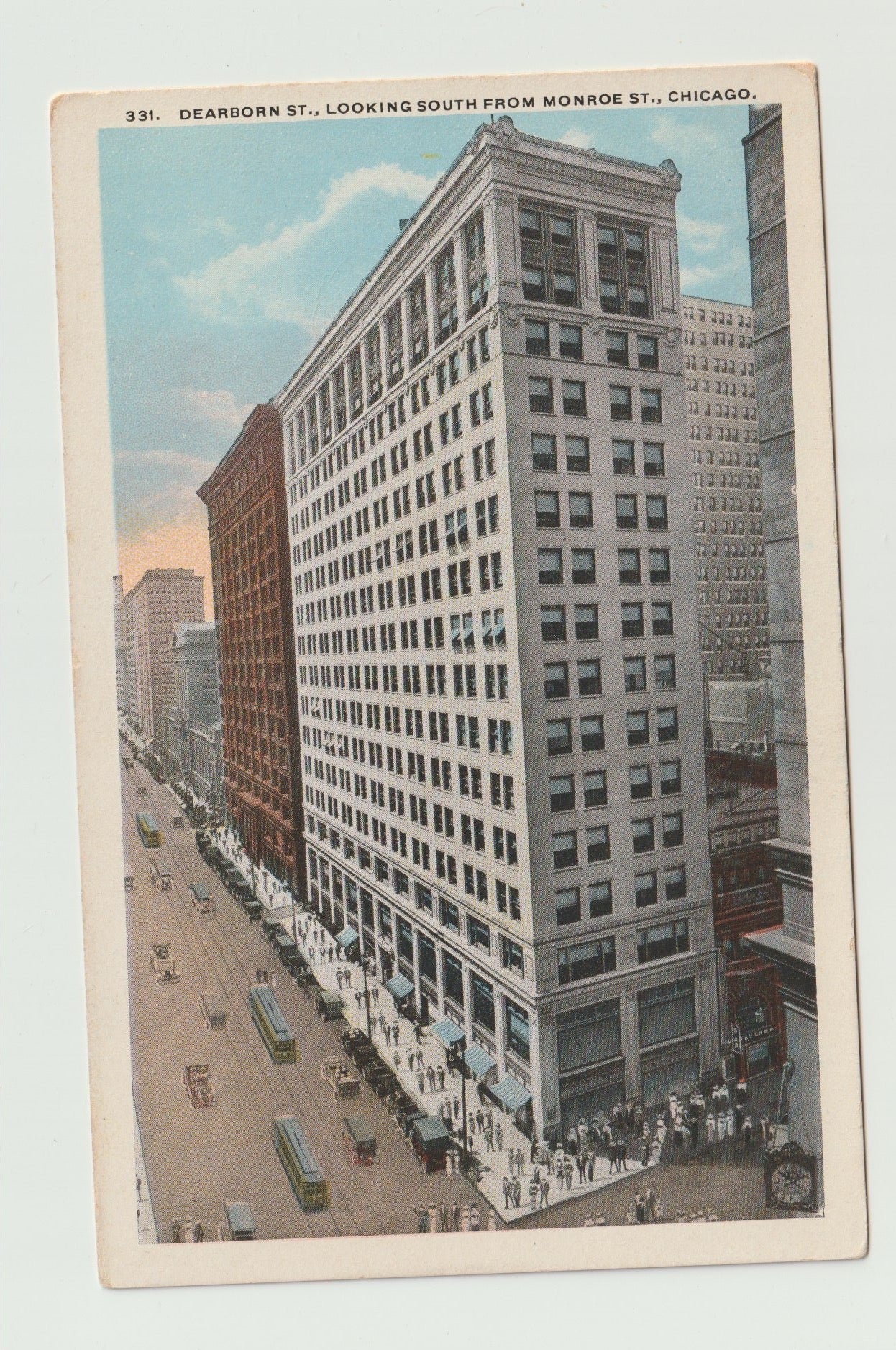 Postcard IL Illinois Chicago Dearborn Street South from Monroe White Border Unused