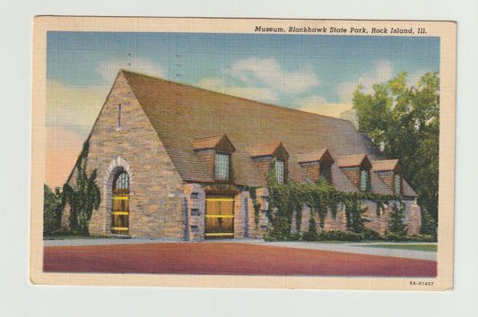 Postcard IL Illinois Rock Island Museum Blackhawk Park 1939 Linen Used