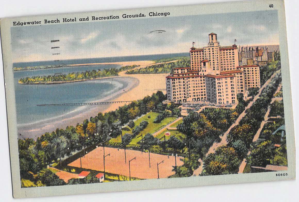 Postcard IL Illinois Chicago Edgewater Beach Hotel Recreation Linen 1948 Used