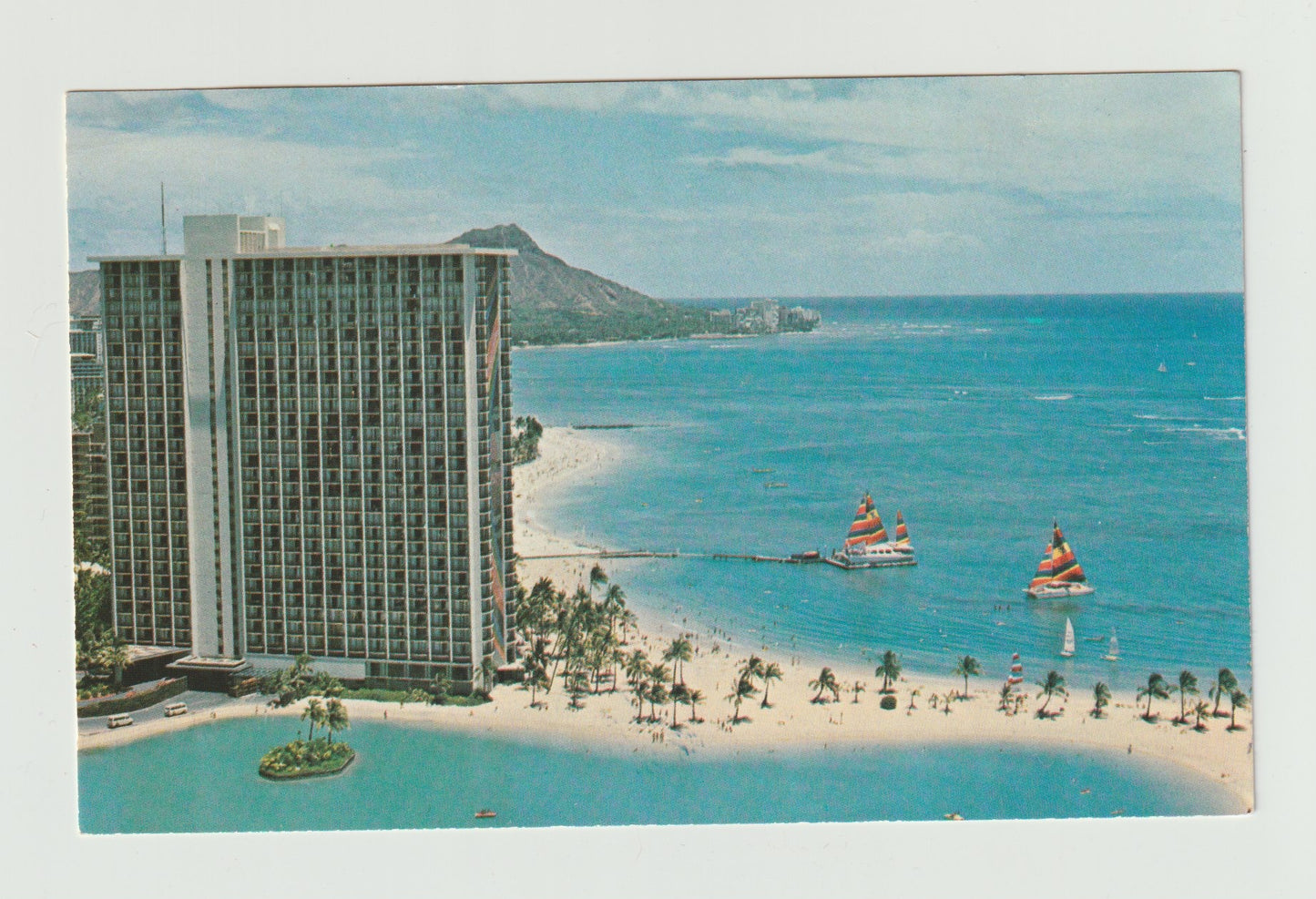 Postcard HI Hawaii Honolulu Hilton Hawaiian Village Chrome Unused