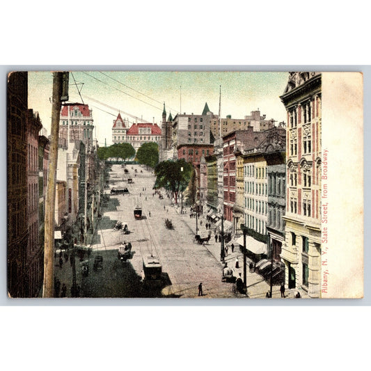 Albany NY New York State Street Broadway Early 1900s Postcard Frank E Dougherty