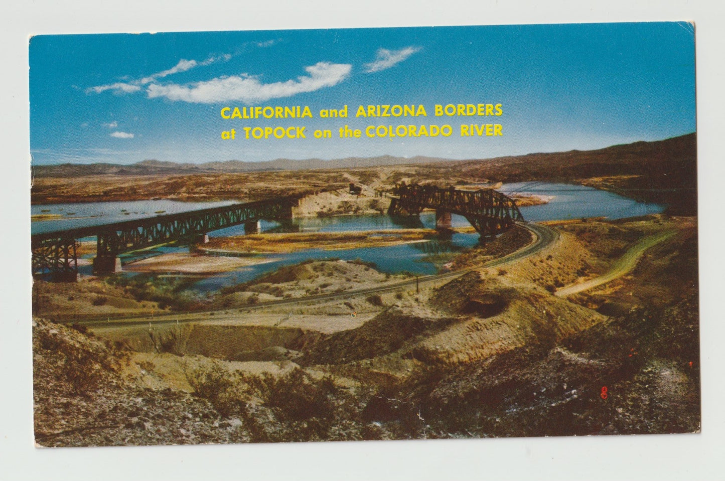 Postcard AZ Arizona CA California Border Topock Chrome 1963 Used