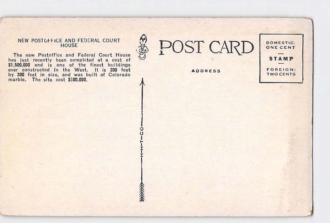 Postcard CO Colorado Denver Post Office & Federal Court Bldg White Border Unused