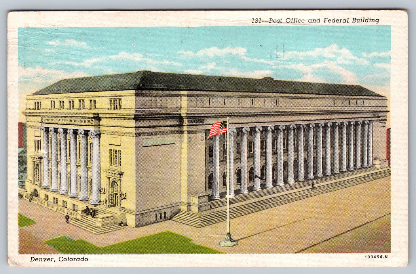 Postcard CO Colorado Denver Post Office Federal Building Linen Used