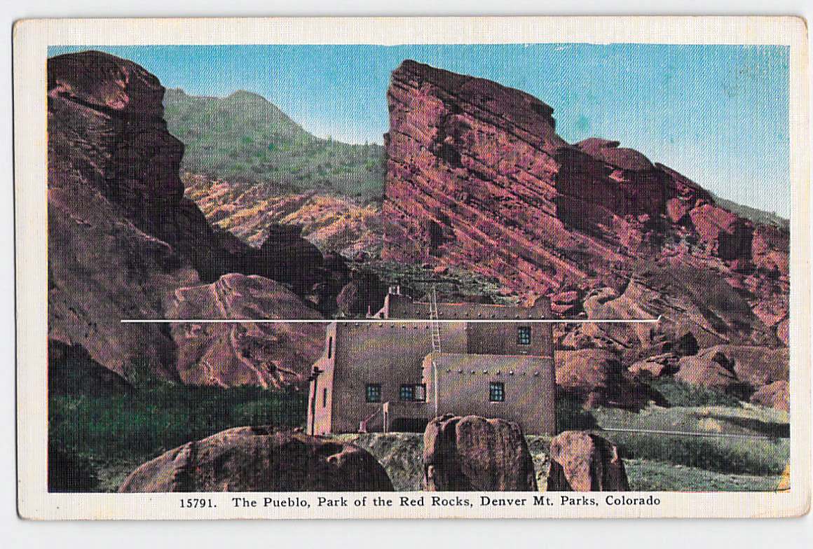 Postcard CO Colorado Denver Park of the Red Rocks The Pueblo White Border Linen Unused