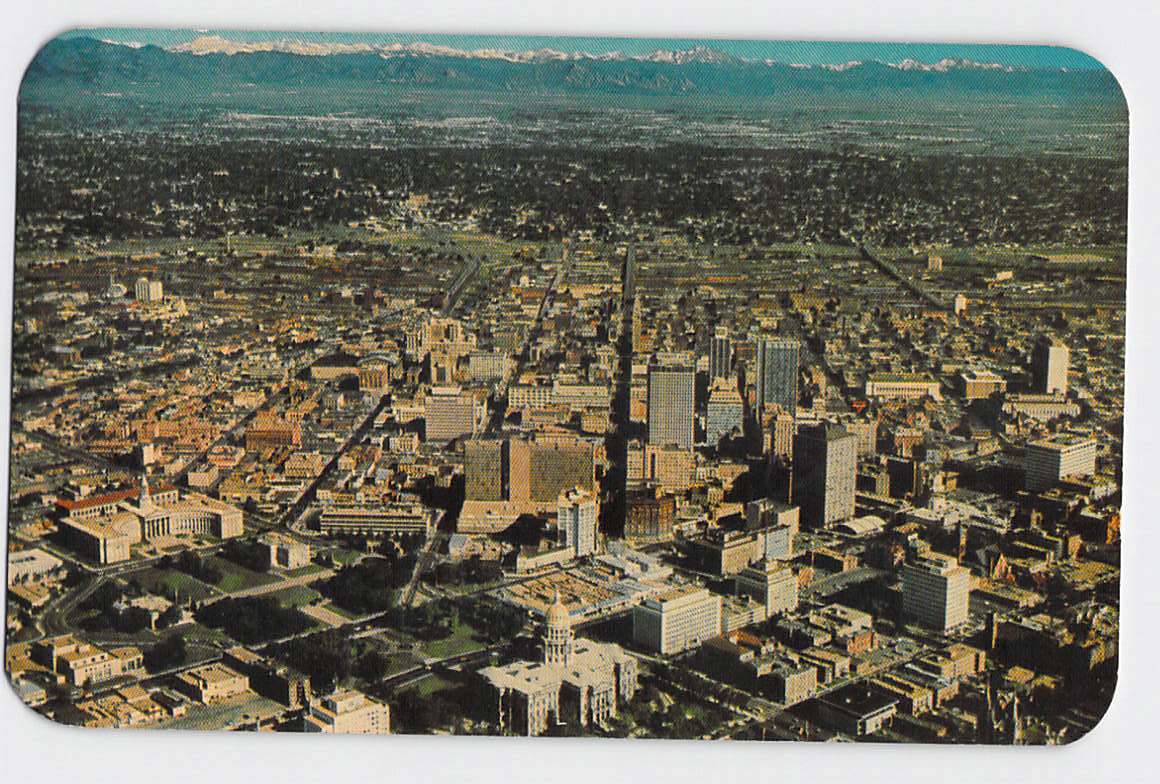 Postcard CO Colorado Denver Aerial View Downtown 1965 Chrome Used