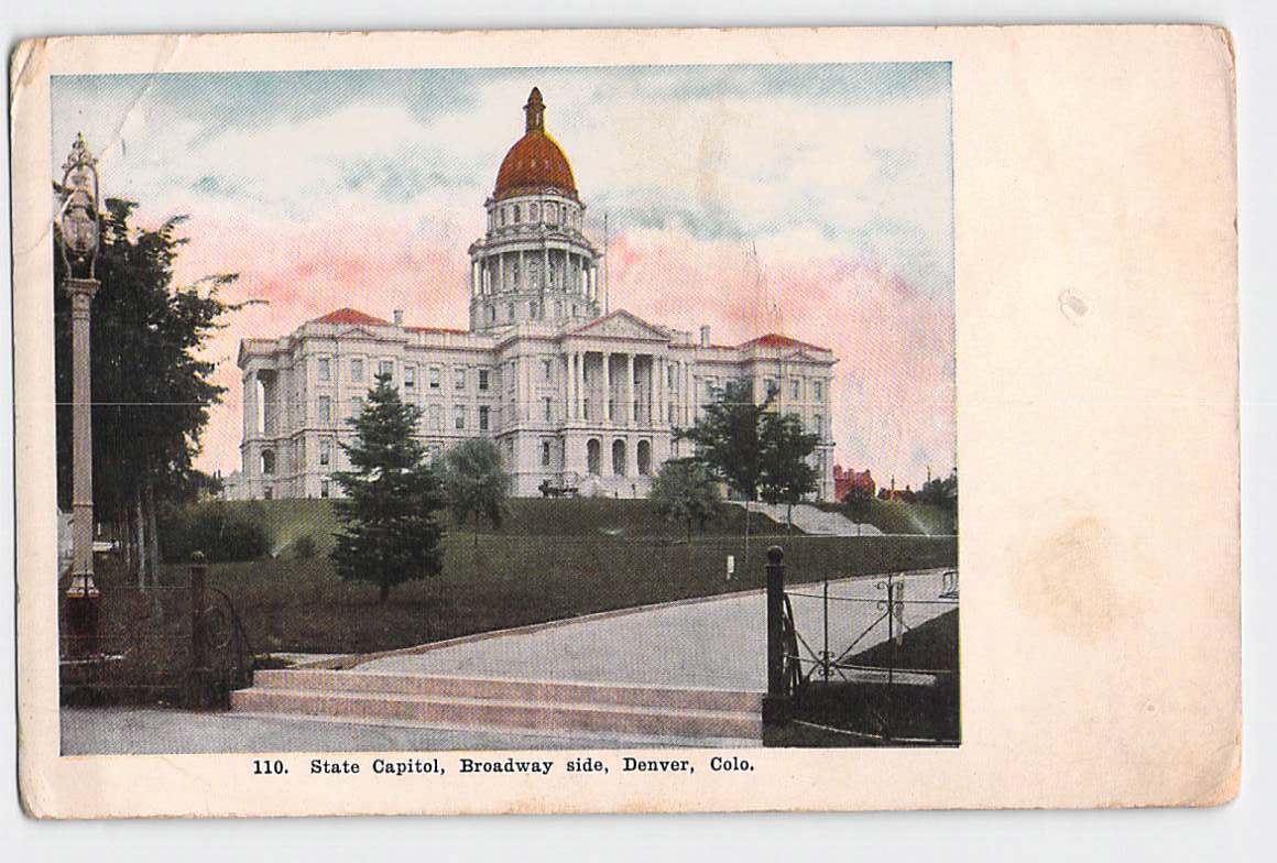 Postcard CO Colorado Denver State Capitol Broadway Side Early 1900s Unused