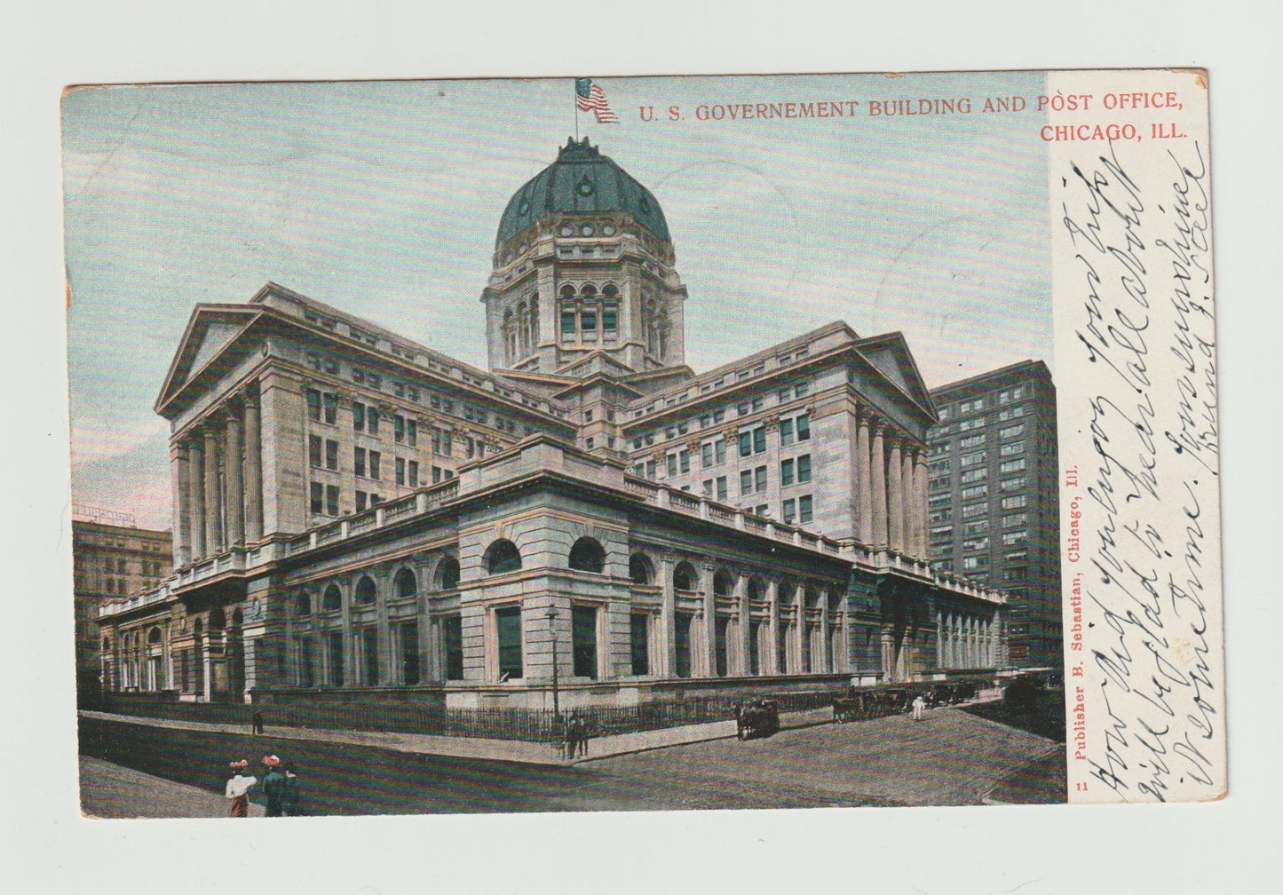 Postcard IL Illinois Chicago Government Building Post Office 1905 Undivided Used